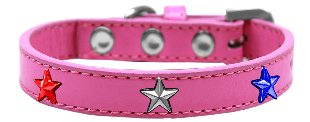Red, White and Blue Stars Widget Dog Collar Bright Pink Size 18